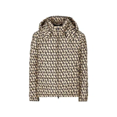 Valentino Down Jacket In Nylon With Toile Iconographe Print In White