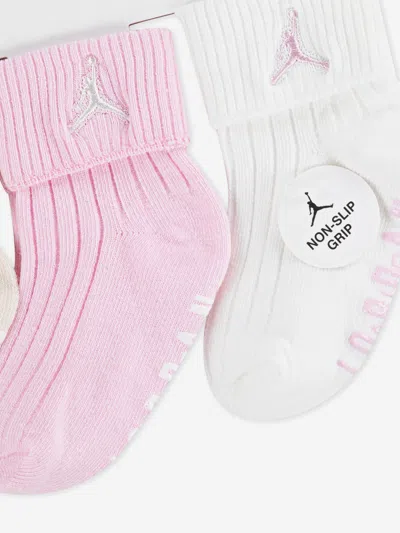 Jordan Kids Essential 3 Pack Ribbed Gripper Socks Set In Pink