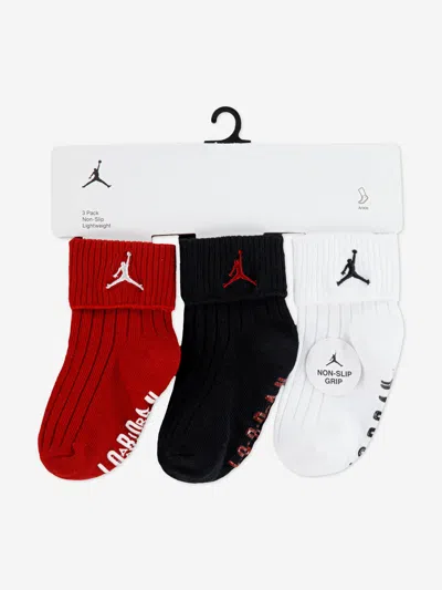 Jordan Kids Essential 3 Pack Ribbed Gripper Socks Set In Multi