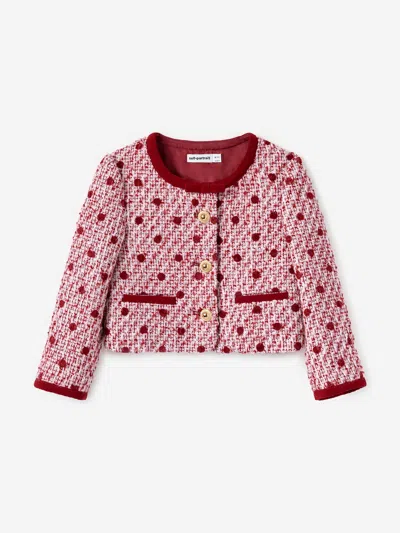 Self-portrait Self Portrait Girls Polka Dot Boucle Jacket In Red