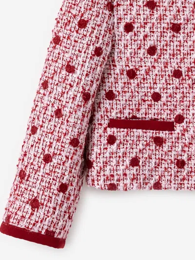 Self-portrait Self Portrait Girls Polka Dot Boucle Jacket In Red