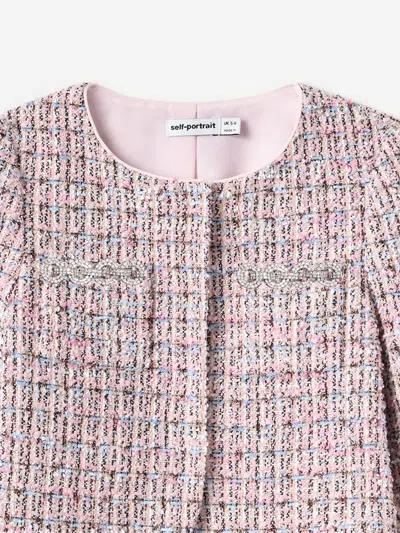 Self-portrait Self Portrait Girls Boucle Fur Jacket In Pink