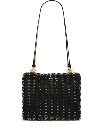Rabanne Sac A Main Leather Disc Link Shoulder Bag In Black