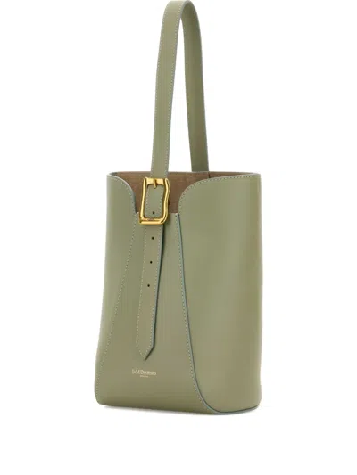 J & M Davidson Mini Quiver Buckle Leather Bucket Bag In Green