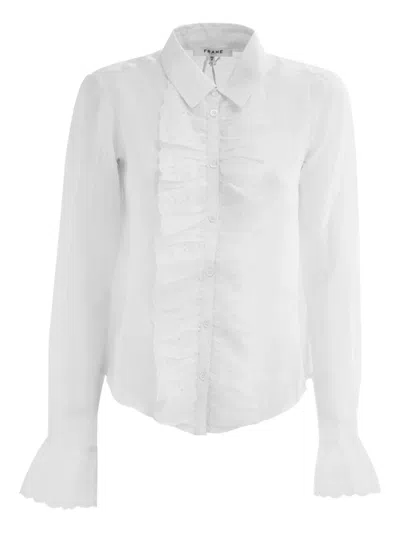 Frame Ruffled Shirt In White