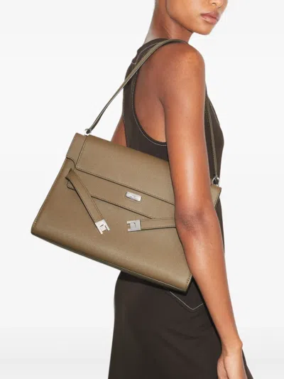 Tory Burch Lee Radziwill Pebble Leather Large Shoulder Bag In Brown