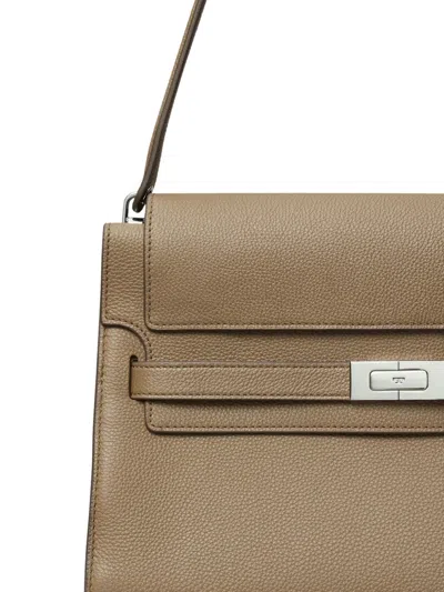 Tory Burch Lee Radziwill Pebble Leather Large Shoulder Bag In Brown