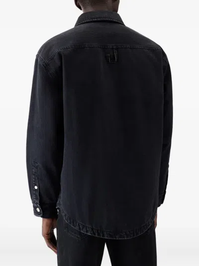 Jacquemus Virgin Wool Long-sleeve Shirt With Embroidered Logo In Black