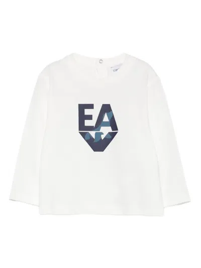 Emporio Armani Baby Boys Long Sleeve Logo T-shirt In White