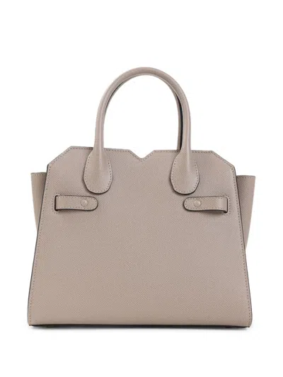 Valextra Sahara Calf Leather Milano Mini Handbag In Gray