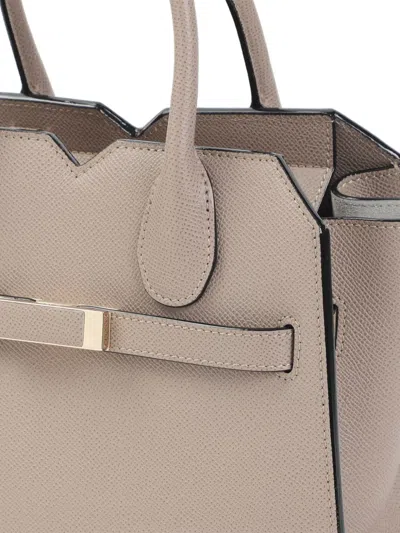 Valextra Sahara Calf Leather Milano Mini Handbag In Gray