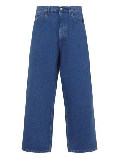 Marni Wide Leg Cotton Denim Jeans In Blue