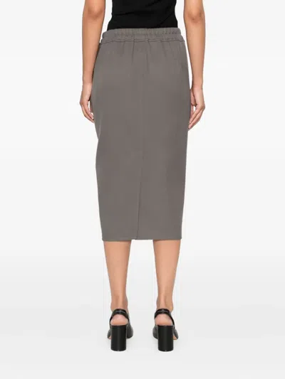 Rick Owens Zip-front Drawstring Midi Skirt In Gray