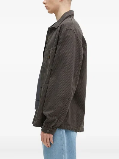 Stan Ray Striped Overshirt In Brown