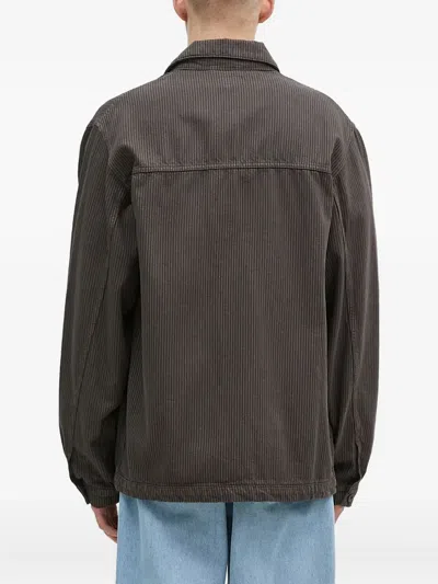 Stan Ray Striped Overshirt In Brown