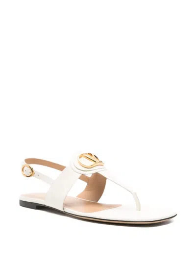 Valentino Vlogo Signature Thong Sandals Flat Sole In White