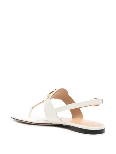 Valentino Vlogo Signature Thong Sandals Flat Sole In White