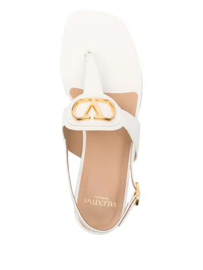 Valentino Vlogo Signature Thong Sandals Flat Sole In White