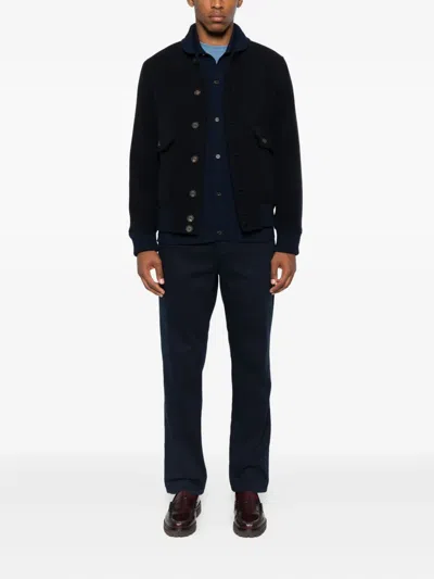 Eleventy Button-down Wool Shirt In Black