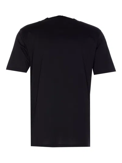 C.p. Company Men Black Crewneck T-shirt With Logo Lettering On The Front In Cotton Man In Black