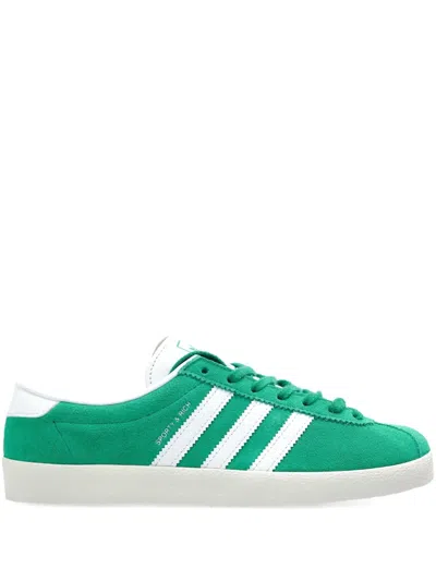 Adidas Originals Suede Round Toe Sneakers With Herringbone Motif In Green