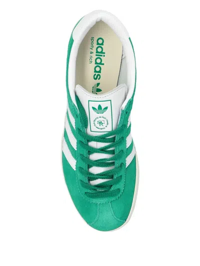 Adidas Originals Suede Round Toe Sneakers With Herringbone Motif In Green