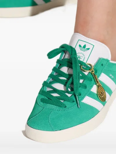 Adidas Originals Suede Round Toe Sneakers With Herringbone Motif In Green