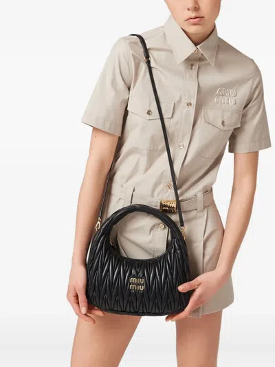 Miu Miu Black Wander Matelass Mini Shoulder Bag