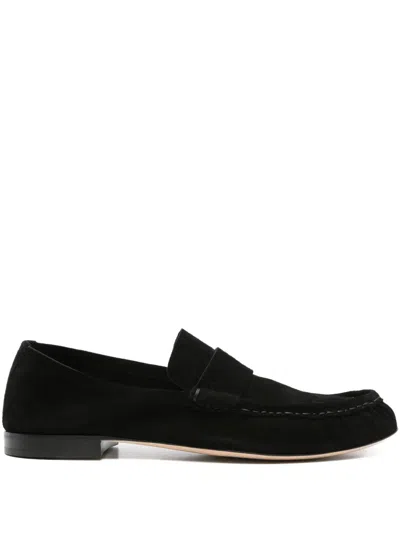 The Row Suede Loafers With Round Toe And Tonal Stitching