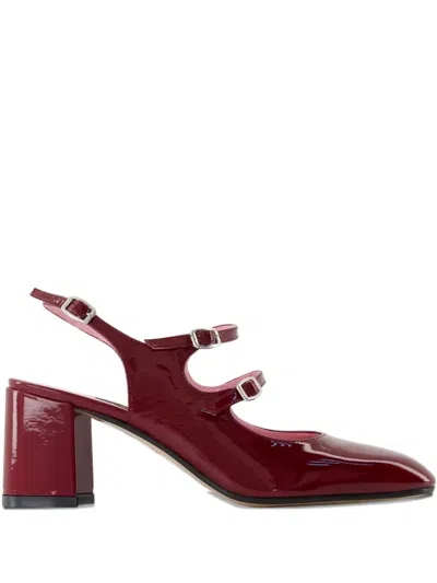 Carel Paris Leather Block Heel Double Strap Pumps In Black