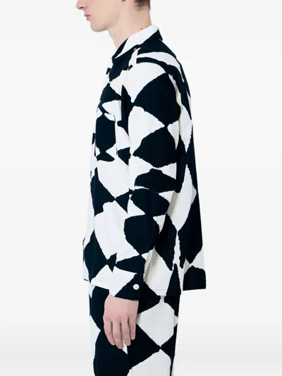 Nomarythm Textile Diamond-pattern Shirt In Black