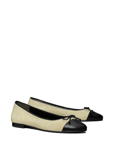Tory Burch Cap-toe Bow Ballet Flats In Black