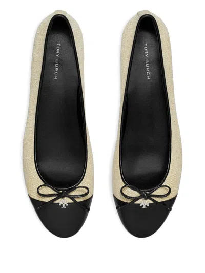 Tory Burch Cap-toe Bow Ballet Flats In Black