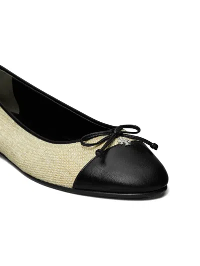 Tory Burch Cap-toe Bow Ballet Flats In Black