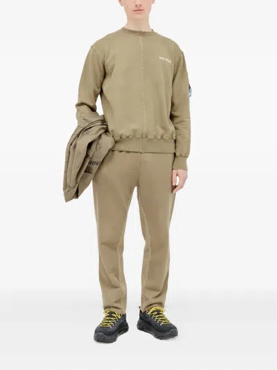 Space Available Topstitched Crew-neck Sweatshirt In Nude