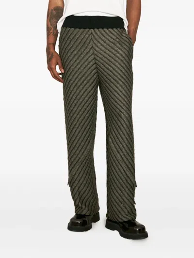Isa Boulder Diagonal-striped Regular Trousers In Green
