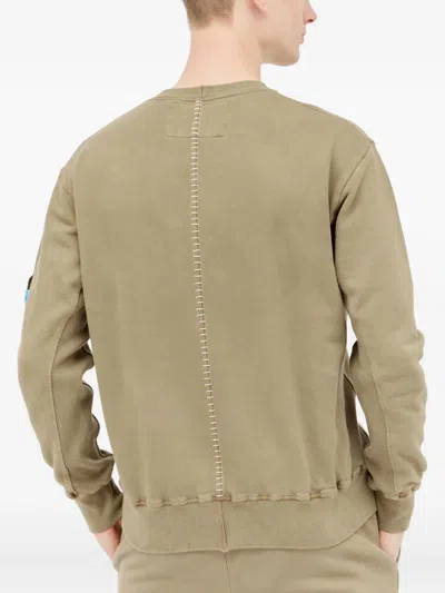 Space Available Topstitched Crew-neck Sweatshirt In Nude