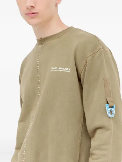 Space Available Topstitched Crew-neck Sweatshirt In Nude