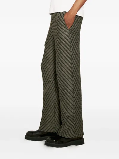 Isa Boulder Diagonal-striped Regular Trousers In Green