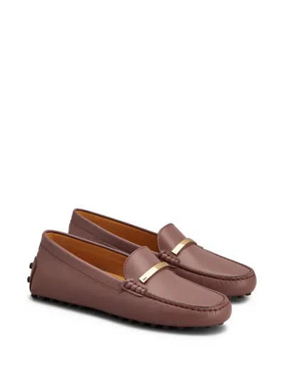 Tod's Gommino Leather Bar Driver Loafers In Brown