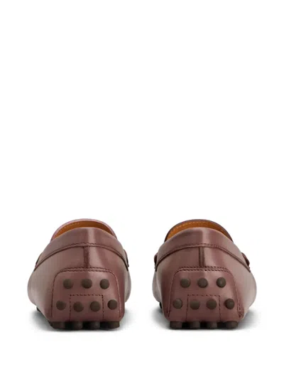 Tod's Gommino Leather Bar Driver Loafers In Brown