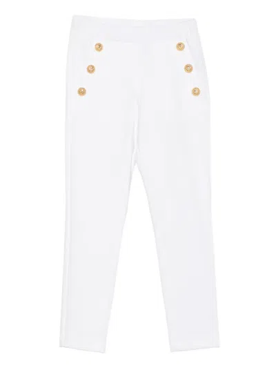 Balmain Logo Button Joggers In White