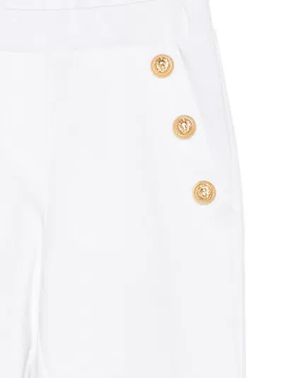 Balmain Logo Button Joggers In White