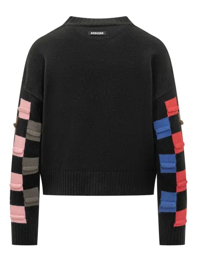 Msgm Check-pattern Sweater In Multi
