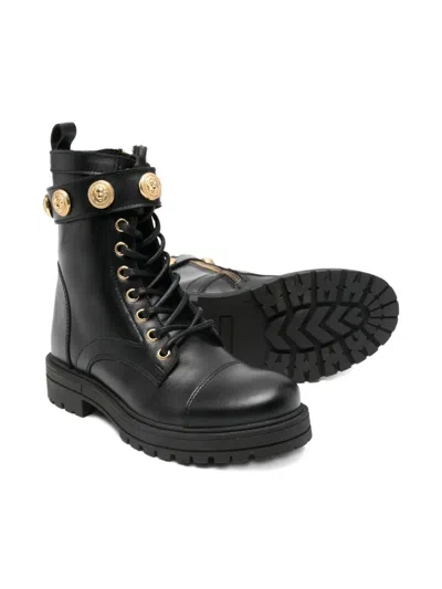 Balmain Medallion Strap Boots In Black