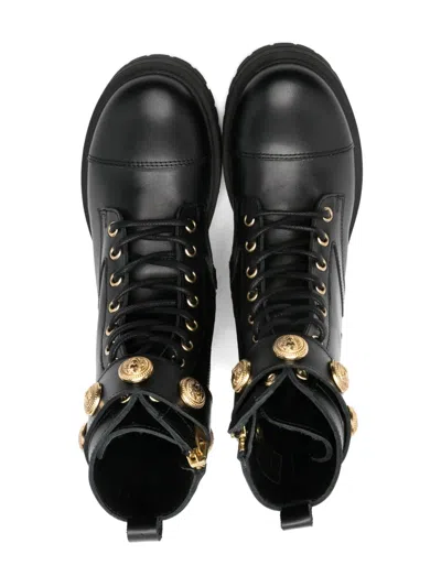 Balmain Medallion Strap Boots In Black