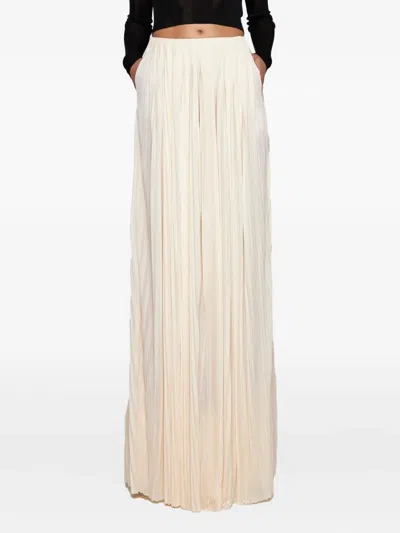 Saint Laurent Women Pleated Viscose Long Skirt In White