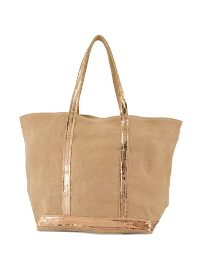 Vanessa Bruno Small Sequin-trimmed Linen Tote Bag
