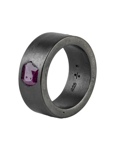 Parts Of Four Oxidised Silver Sistema Ruby Ring In Metallic