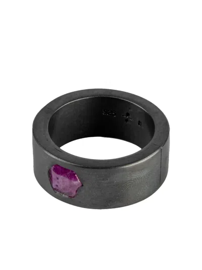 Parts Of Four Oxidised Silver Sistema Ruby Ring In Metallic
